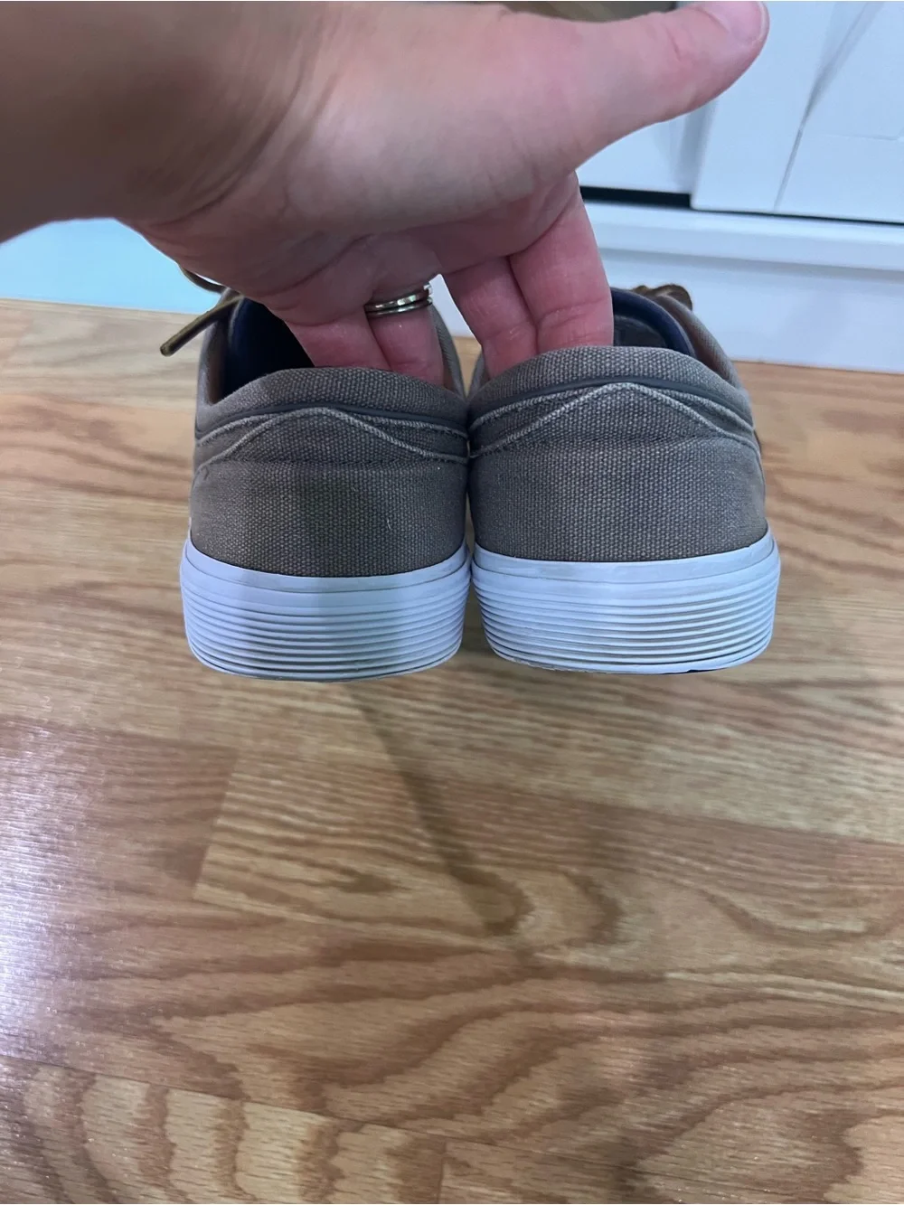 Polo by Ralph Lauren Men’s Grey Canvas Boat Sneaker with White Soles